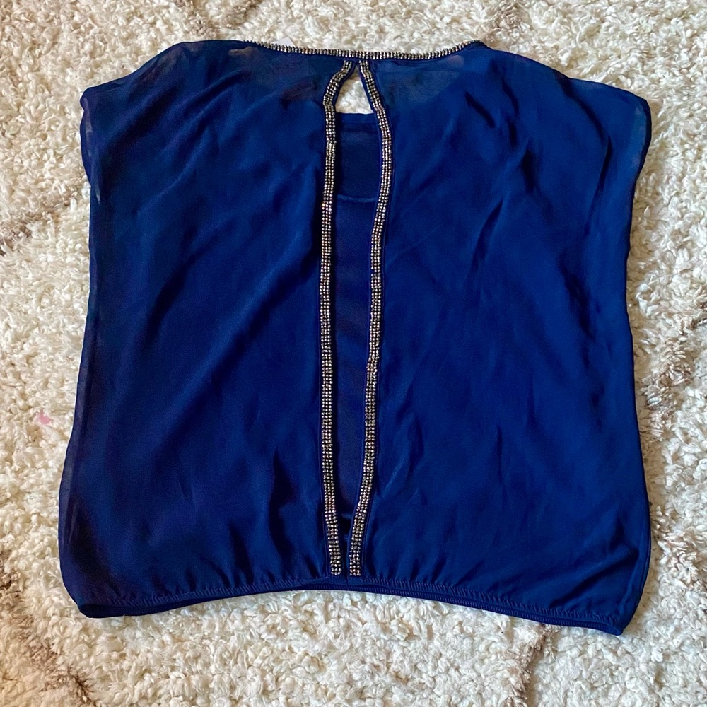 NWT! 🪩 Royal Blue Rhinestone Open Back Top 🪩